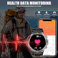 Vista 7 de JELLOO Reloj inteligente militar para hombre con linterna LED (respuestahacer llamada) 3ATM resistente al agua resistente reloj inteligente táctico