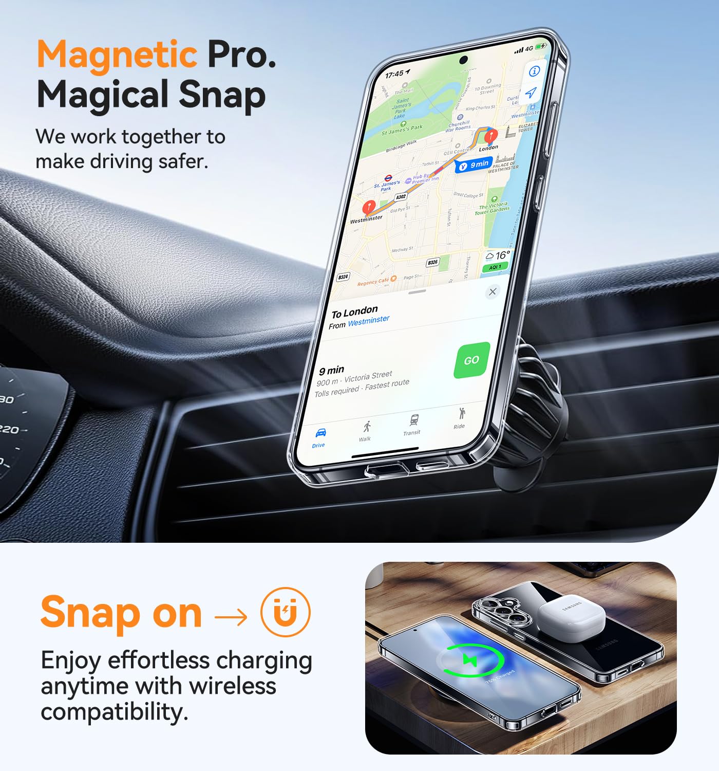 CANSHN Magnetica Cover per Samsung Galaxy S25 (6.2 Pollici), [Compatibile con MagSafe] Custodia Protettiva Antiurto per Telefono,Trasparente