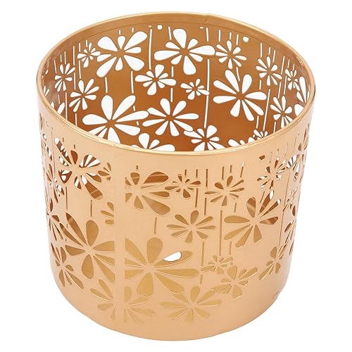 Metal Candle Holder Iron Hollow Out Round Decorative Lantern for