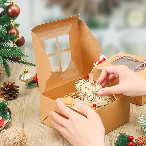 Vista 26 de COTOPHER 18 cajas de galletas de Navidad con ventana, cajas blancas de panadería de 4 x 4 x 2.5 pulgadas para regalo, mini cajas de pastel