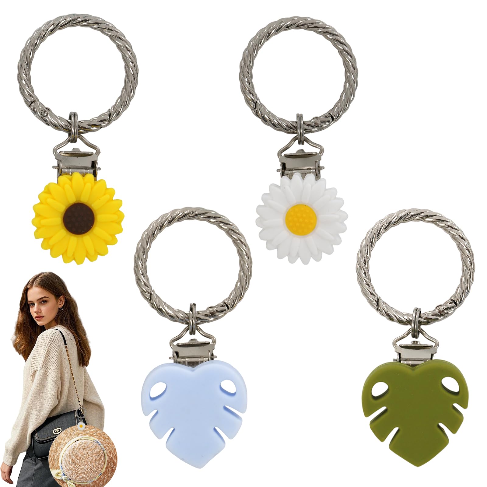 4pcs Hat Clips for Travel on Bag, Hat Holder for Travel Essentials, Lightweight and Versatile Accessory, Free Your Hands, Easy to use, Protect Hats