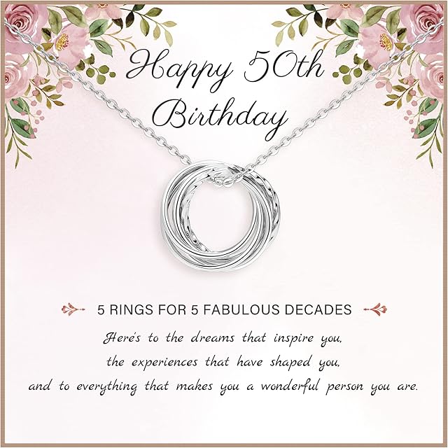 Birthday Gifts for Women 925 Sterling Silver Birthday Necklace 3 4 5 6 7 Decade Interlocking Circles Necklace Happy 30th 40th 50th 60th 70th Birthday Necklaces for Daughter Mom Birthday Jewelry