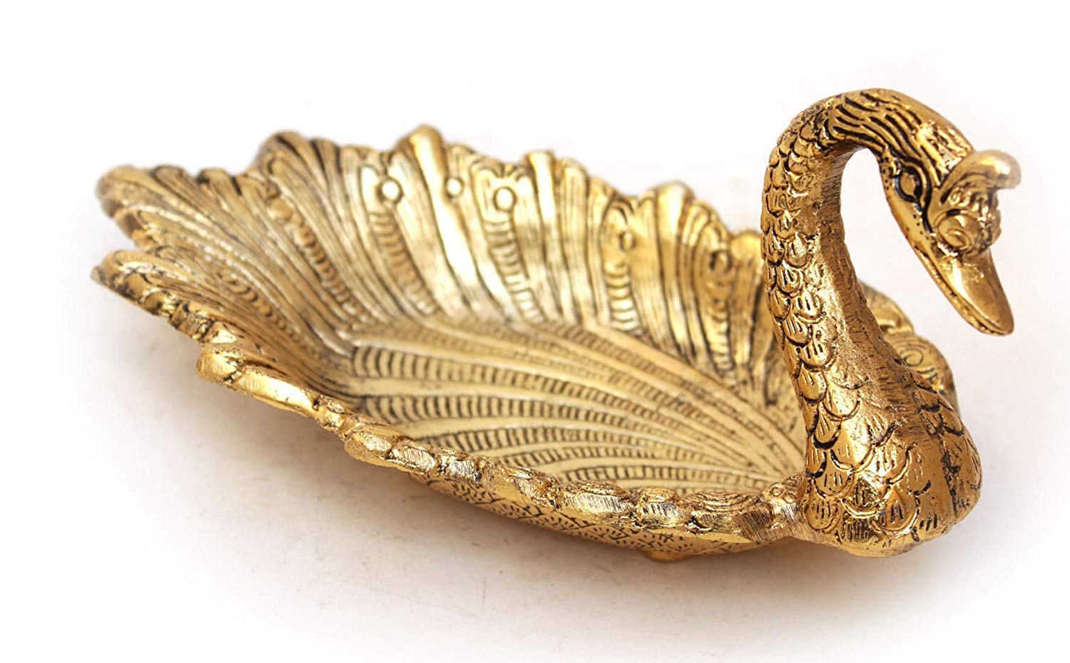 IMTRA FASHION Gold Plated Duck Shape Decorative Tray Bowl for Table Festive Showpiece Snacks Platter