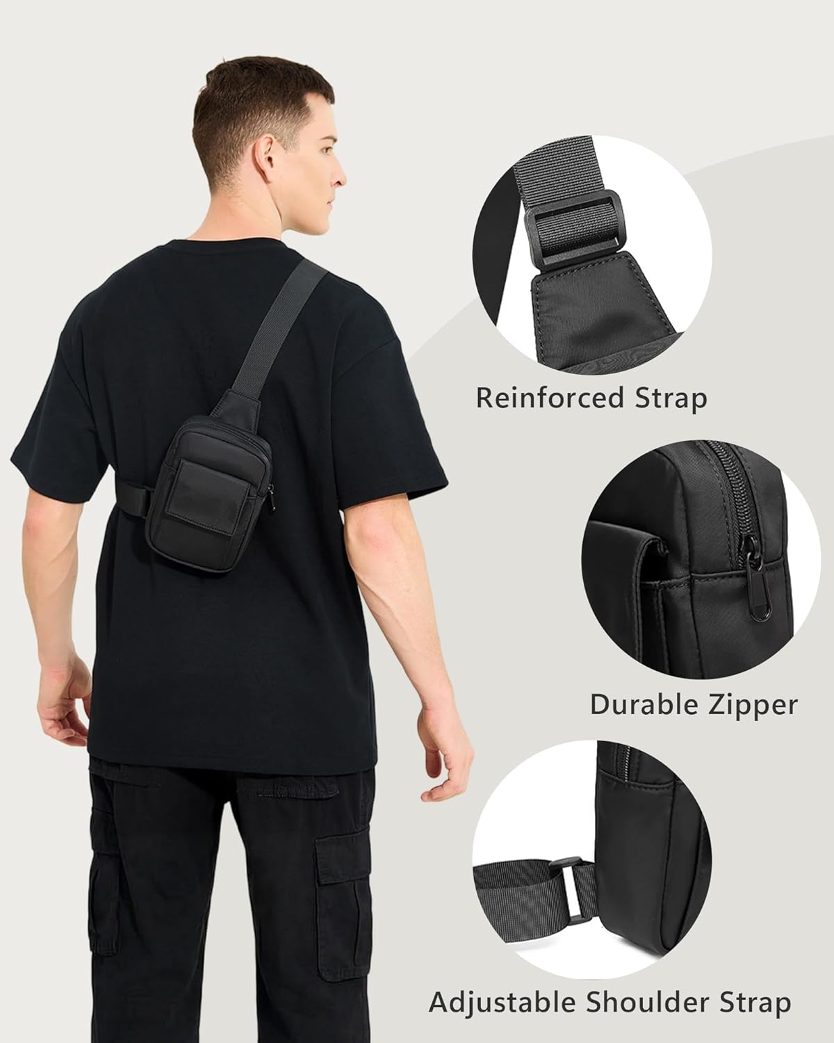 Peicees Mini Sling Bag with Flip Pocket Small Crossbody Bags for Women Men - Image 5