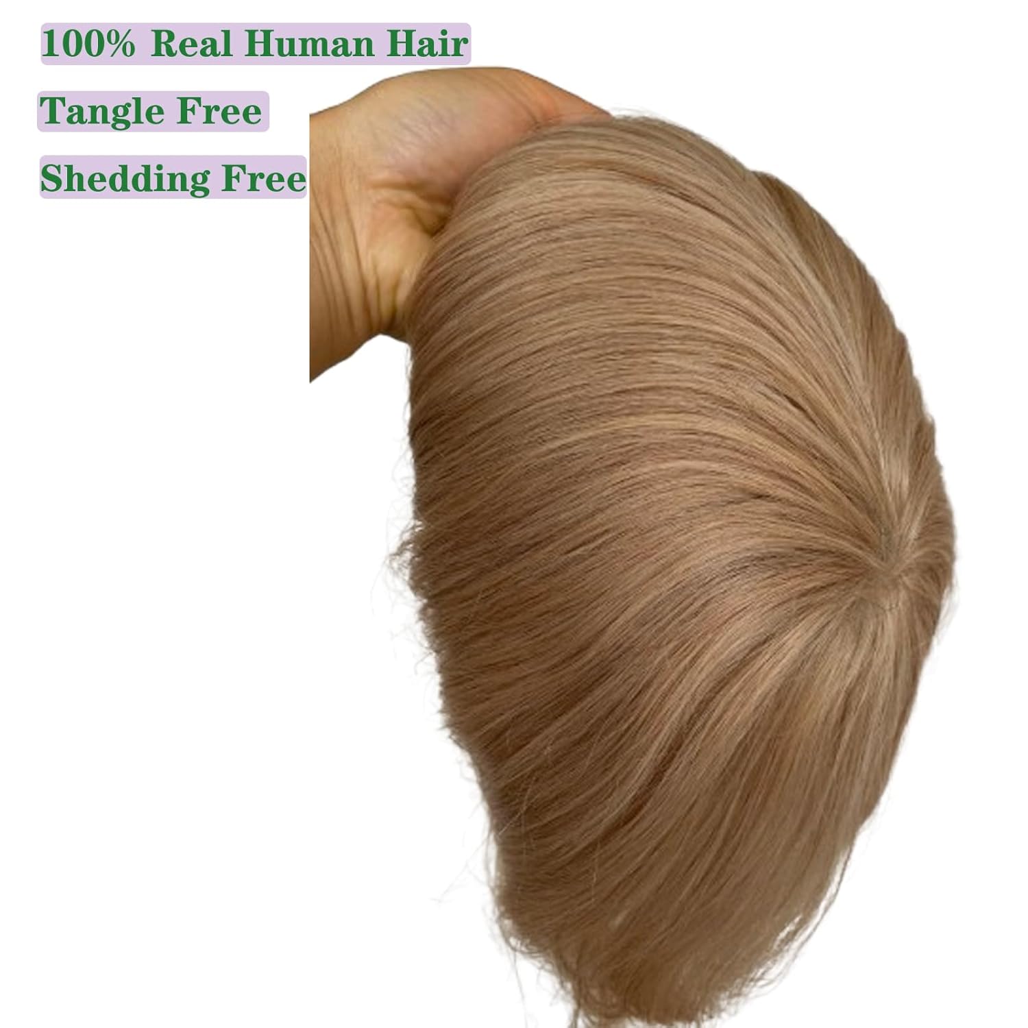 Ultra Thin Skin Men's Toupee 8x10 Inch Hairpiece for Men 0.03mm PU Base 100% European Human Hair V-Looped Natural Hairline Light to Medium Density (#22 Light Ash Blonde Color, 10x8 INCH)