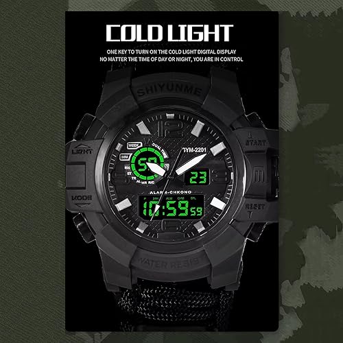 Miniatura 4 de Reloj táctico de supervivencia 23 en 1 para hombre, multifuncional, resistente al agua, para exteriores, pulsera ajustable con brújula de paracaídas