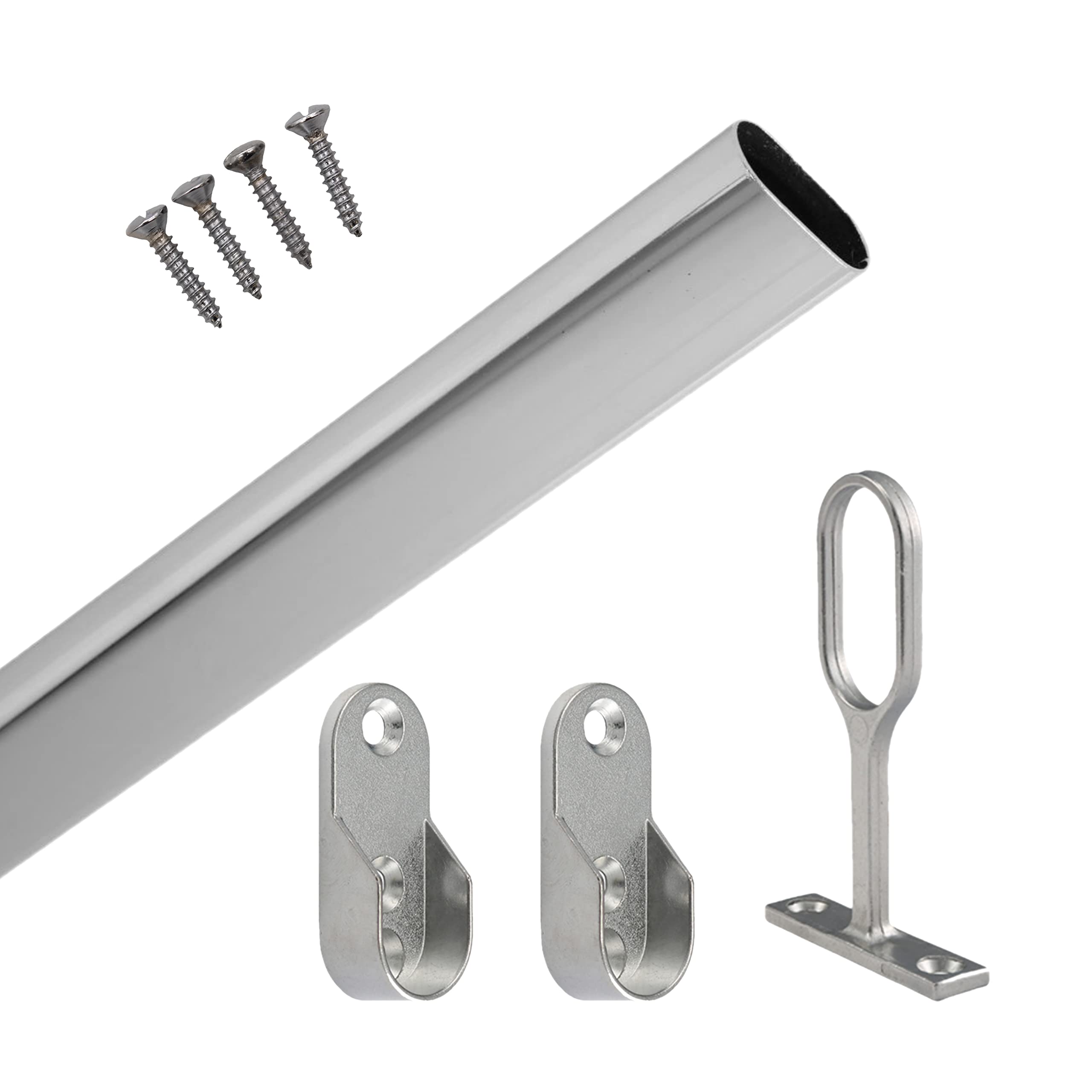 EAI Polished Chrome Wardrobe Rail Oval Kit for Clothes Hanging (30x1829mm)