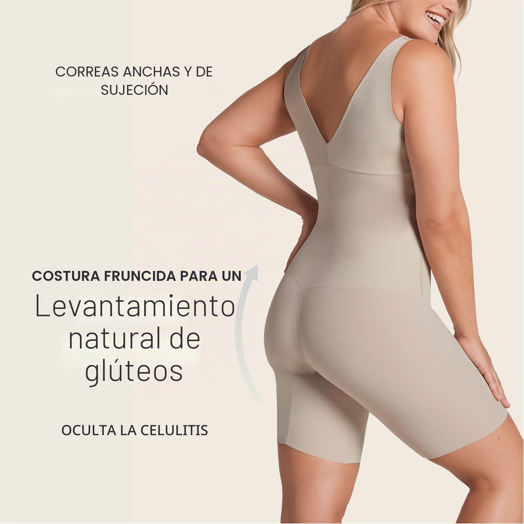 Leonisa TotalSculpt - Moldeador de cuerpo para mujer, indetectable, con control de abdomen en la mitad del muslo