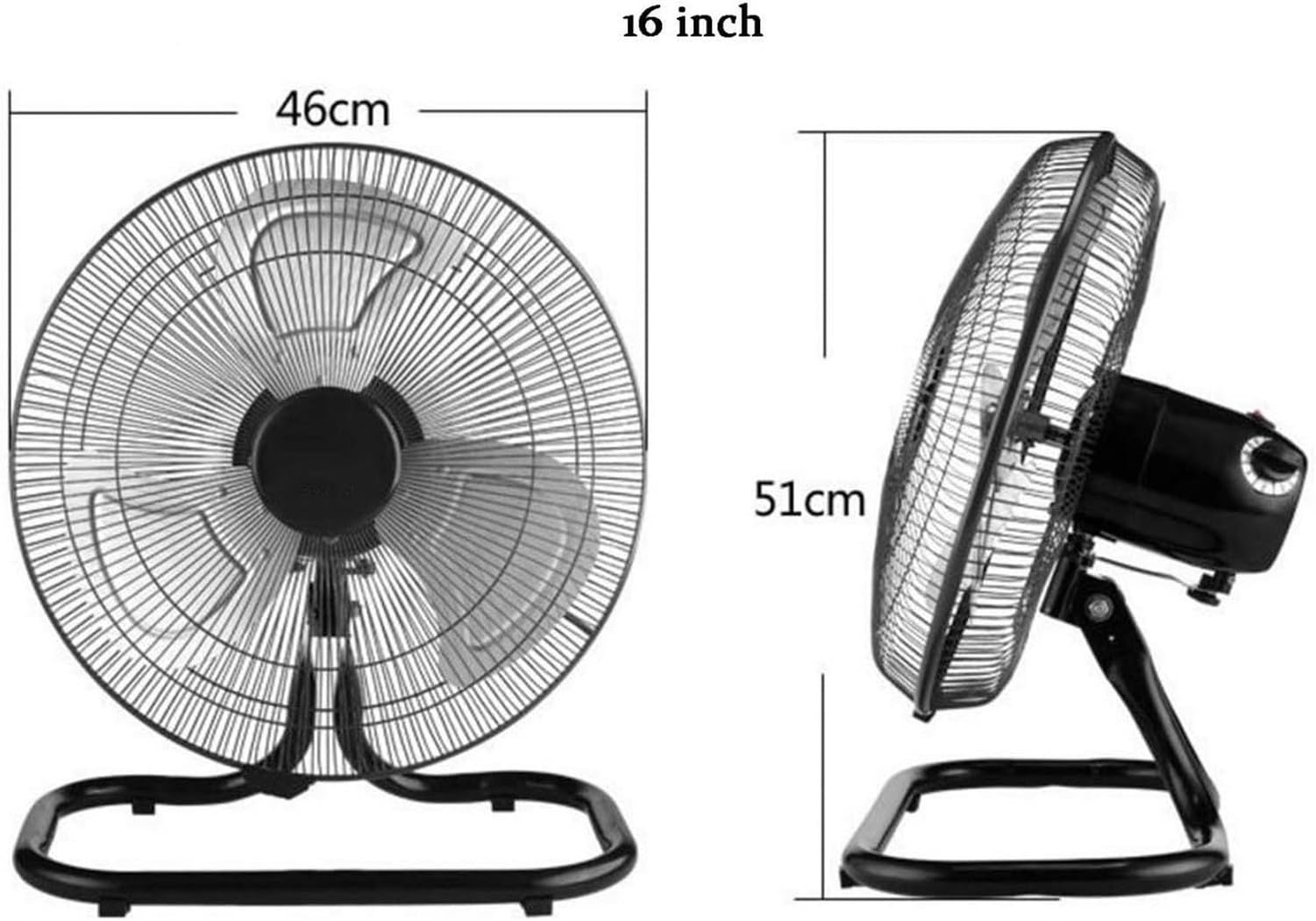 Ventilador de Pie Industrial 16/18/20 Pulgadas, Alta Velocidad, Cabezal Ajustable, 3 Velocidades, Circulador de Aire Frío para Gimnasio, Hogar, Taller y Fábrica