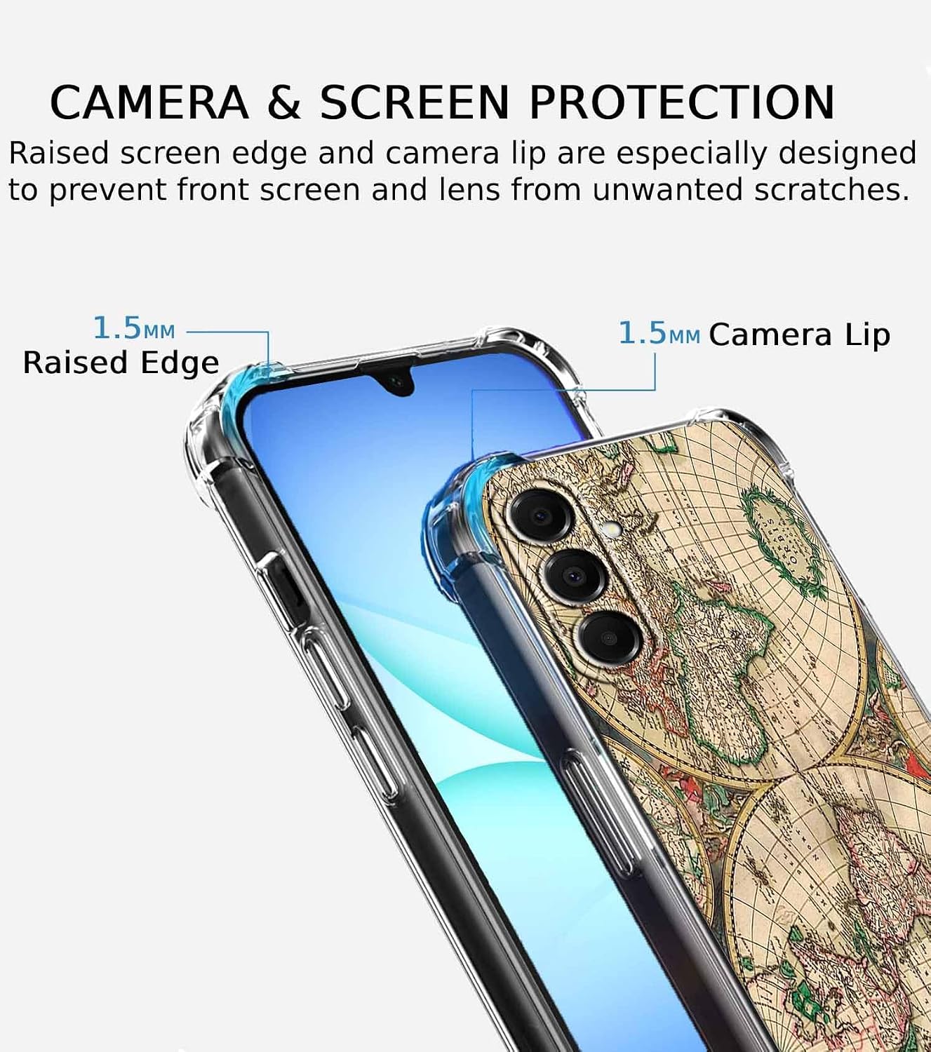 Case for Samsung Galaxy A17 with Retro Art Design,Aesthetic Vintage World Map Pattern,Trendy Soft TPU Bumper Phone Cover(A17,Map)