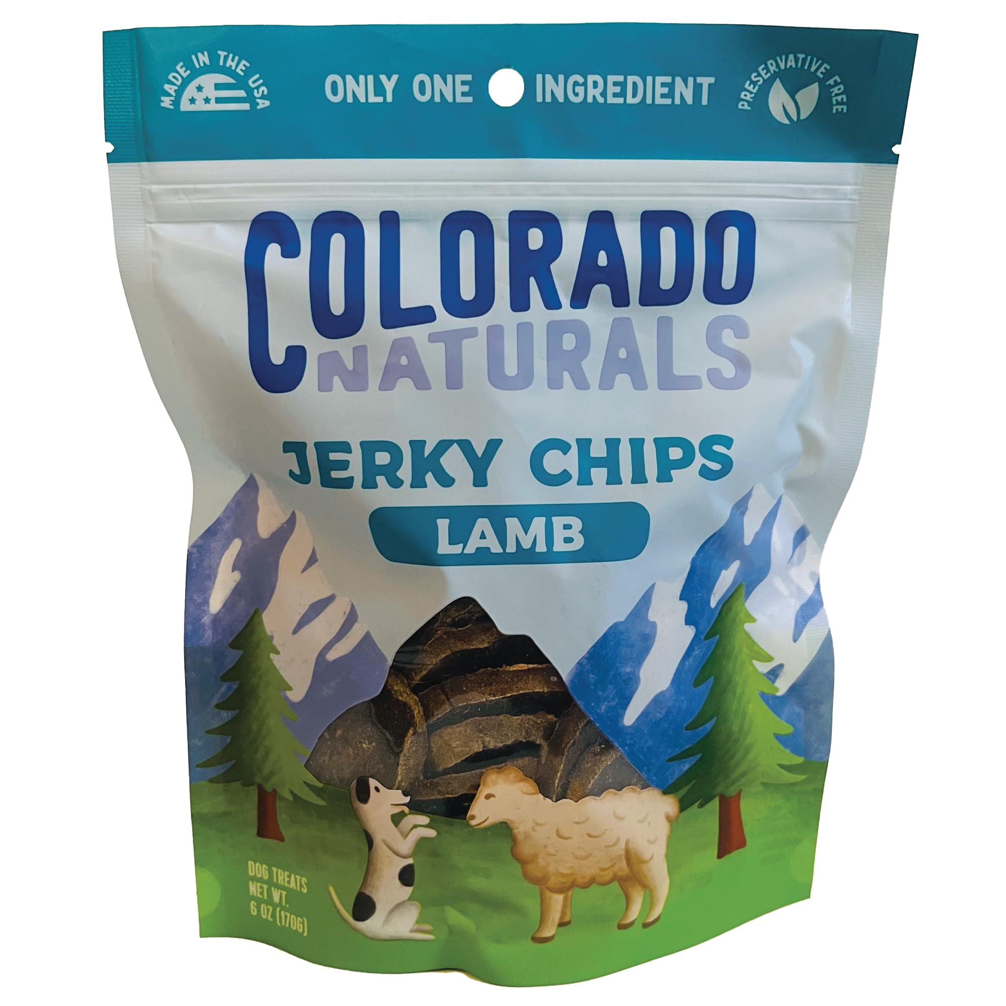 Colorado Naturals Lamb Jerky Chips Dog Treats, 6 oz – All-Natural, Made in USA, No Fillers or Preservatives – Rich in Vitamins and Minerals