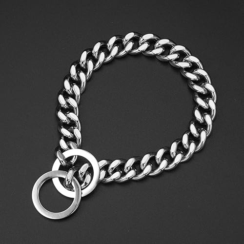 Miniatura 3 de Collar de cadena para perro, acero inoxidable doradoplateado, 0.47 pulgadas de ancho, cadena de eslabones cubanos para perros, collares de