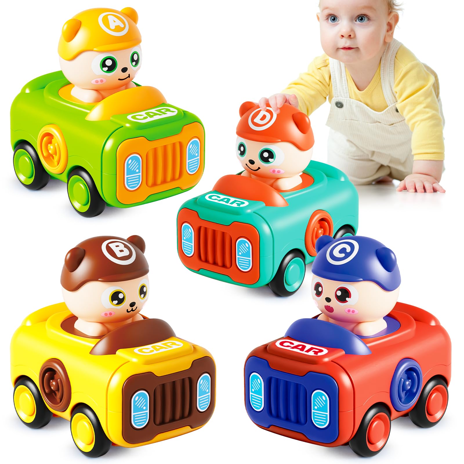 Educational Toys For Year Old 4Pcs Press To Go Car Toys For