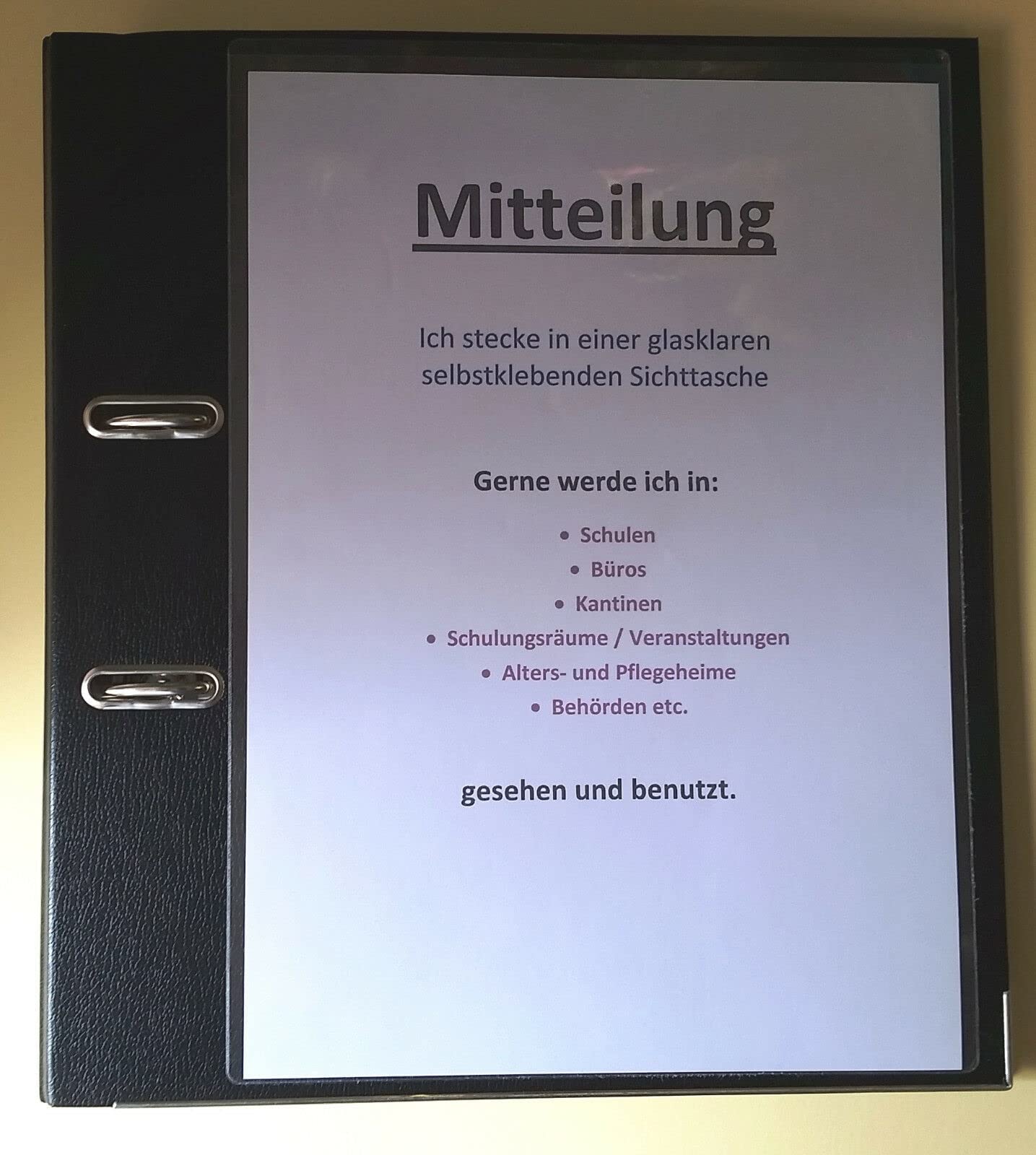 100x A4 Sichttasche selbstklebend glasklar & glatt | 100x Selbstklebetasche A4 aus glasklarer Folie. Klebetasche mit Abziehfolie auf der Rückseite. Ideal für Aushänge & Ordner.