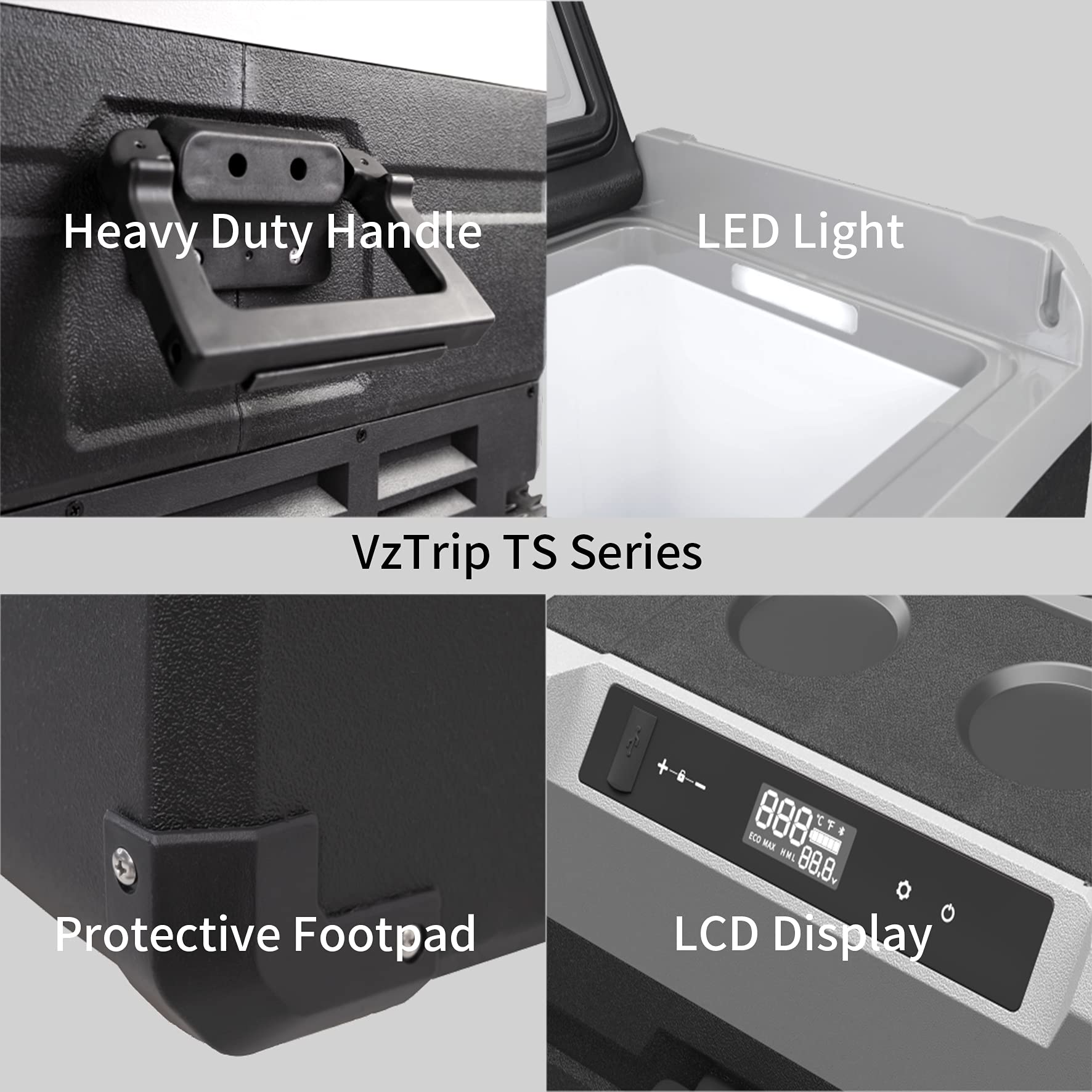 VzTrip 63Quart Portable Freezer Fast Cooling Car Refrigerator 12/24V Camping Fridge,Travel,Truck,Vehicle,Outdoor(-4?-68?)