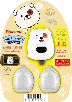 Bullsone Grasse L'esterel, Natural Car Air Fresheners, Luxury Car Perfume - Bulgarian Rose with FREE VENT CLIP TYPE Car Air Freshener Jasmine Scent
