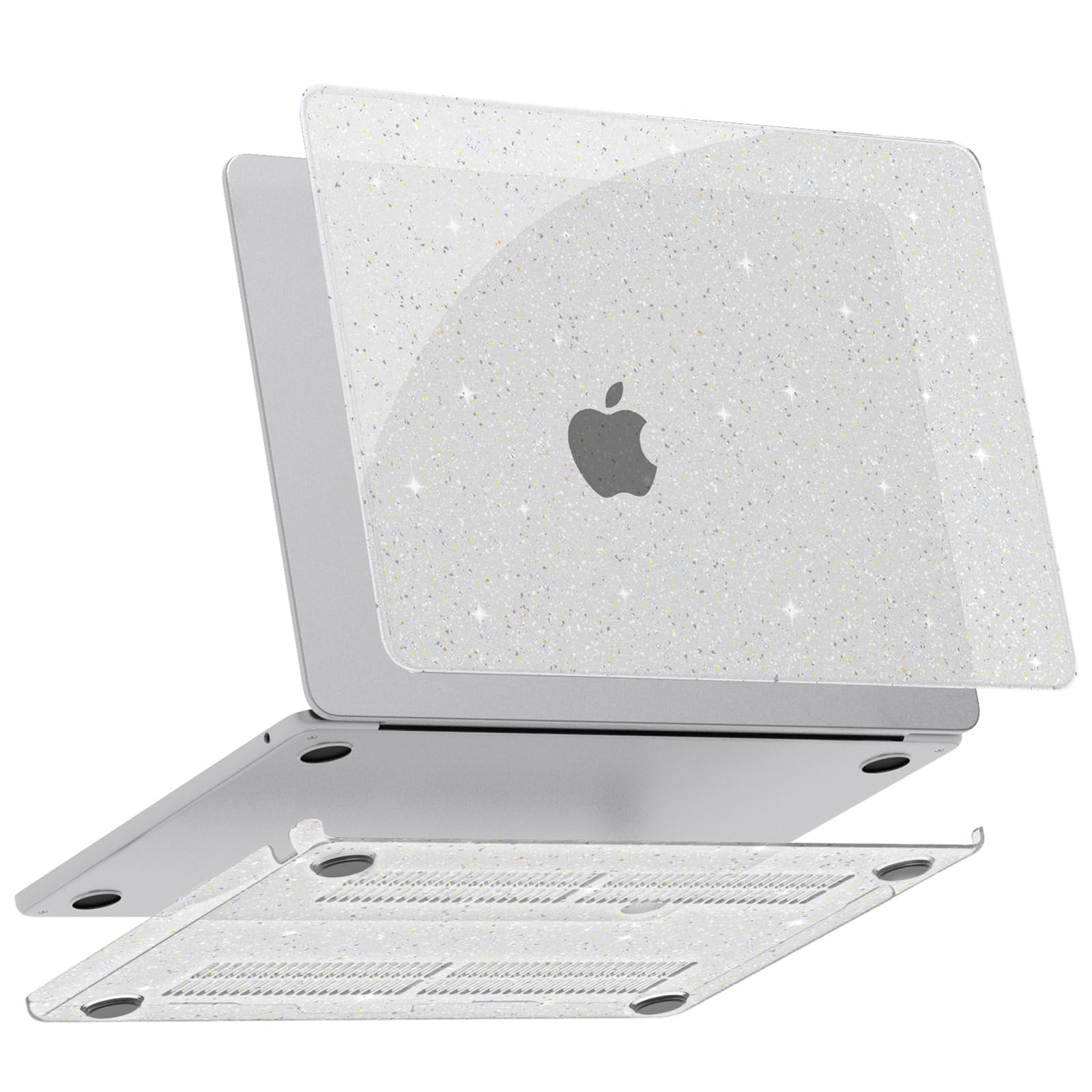 G JGOO Compatible with MacBook Air 13 inch Case 2025 2024 2023 2022 Release  M4 A3240 M3 A3113 M2 A2681, Clear Glitter Hard Shell for MacBook Air