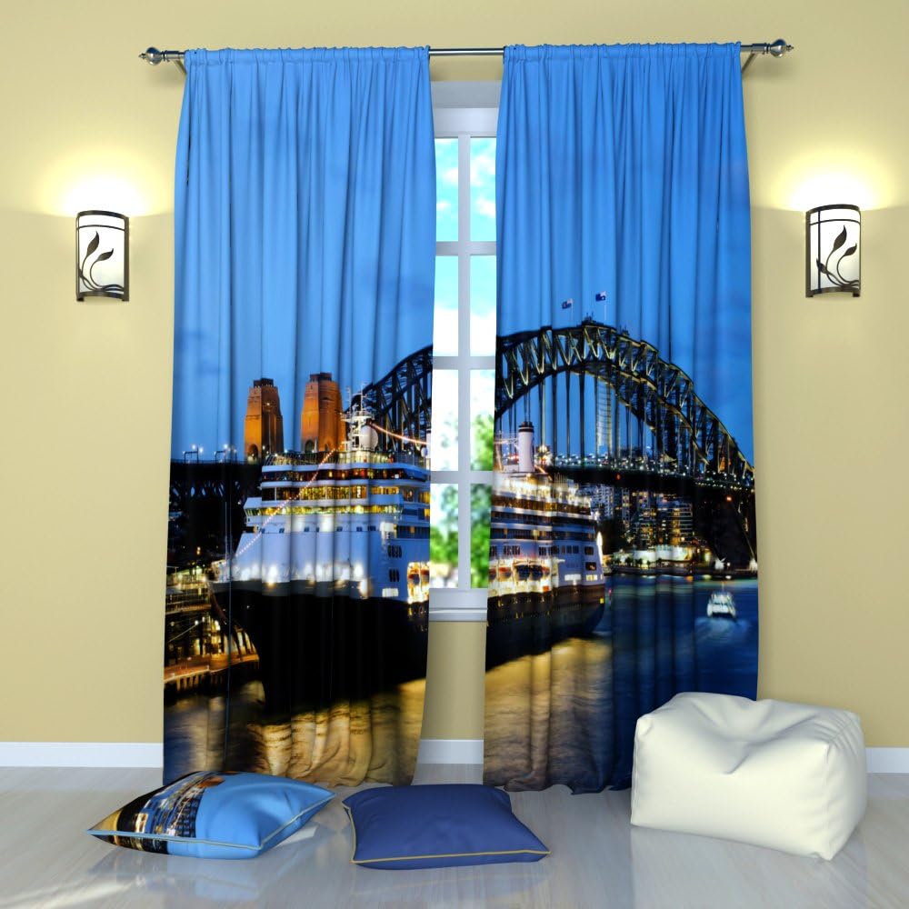 Factory4me European Style Curtains Circular Embankment. Window Treatment Curtain Panel (Set of 2) Bedroom, Living Room W104 x L96 Polyester