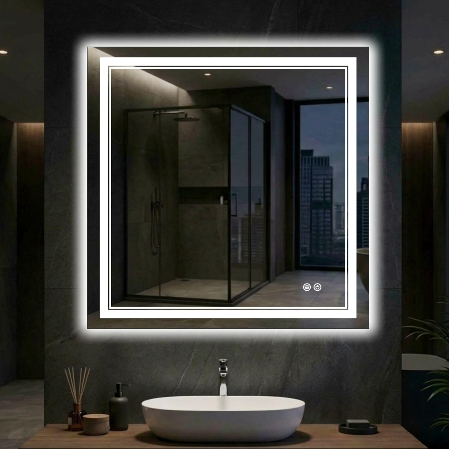 36 x 36 LED Bathroom Mirror with Lights, Lighted Bathroom Vanity Mirror for Wall,Frontlit & Backlit, Anti-Fog, Shatterproof, 3 Adjustable Color Temperatures & Memory Function (36X36)
