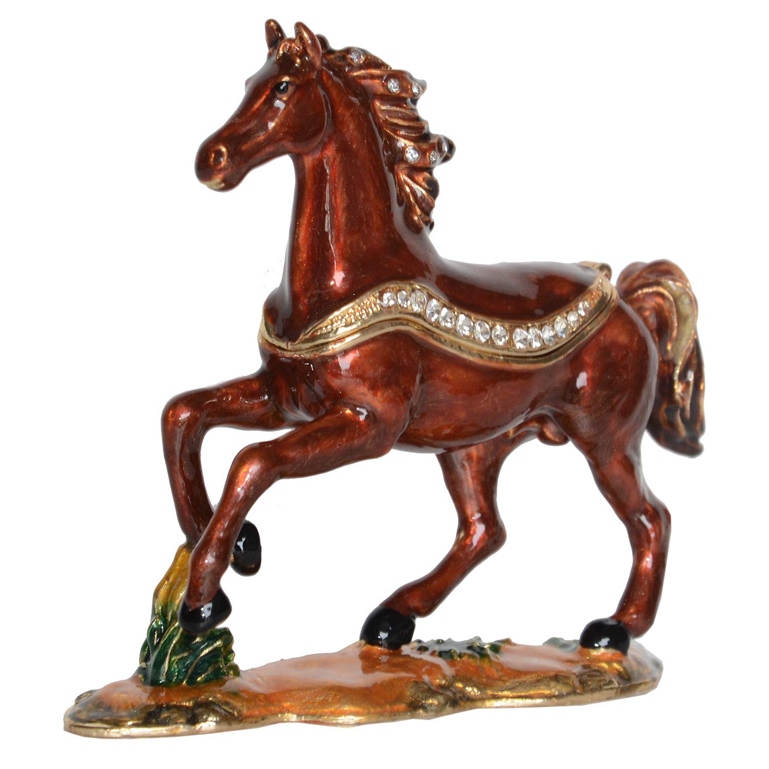 Arabian Horse Trinket Box Jewelry Box Hand Painted Decorative Box with Hinged Lid Ring Earring Holder AnimalFigurine Collectible