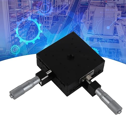 Miniatura 2 de Etapa lineal manual XY, mesa deslizante manual XY de 3.937 in, plataforma de recorte de micrómetro, mecanizado de precisión, para inspección de