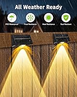 Vista 6 de Solar Fence Lights Outdoor Waterproof High Brightness LED Spot Lens Deck Lights 7 Mode Warm & Cool White RGB Solar Powered Wall Lighting Decor for