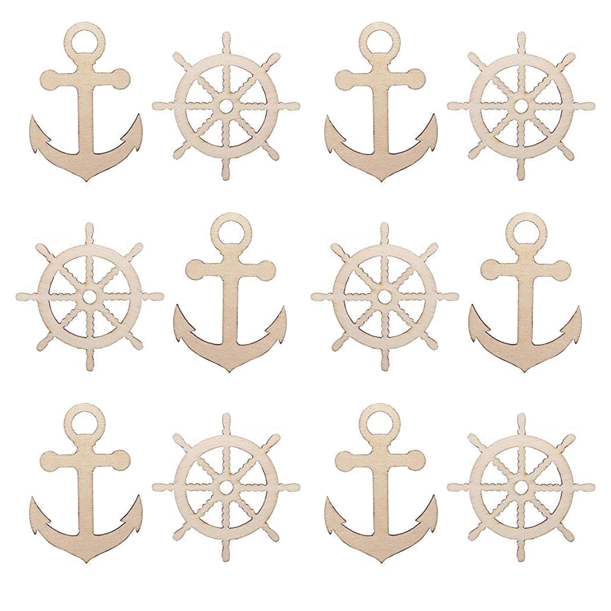 Amazon.com: KOLIBROX Nautical Wood Cutouts - Unfinished Small Anchor ...