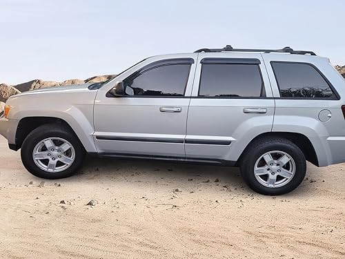 Miniatura 3 de Visera de ventana compatible con Jeep Grand Cherokee 2005-2010, estilo delgado, acrílico, tintado ahumado y semitransparente por IKON MOTORSPORTS