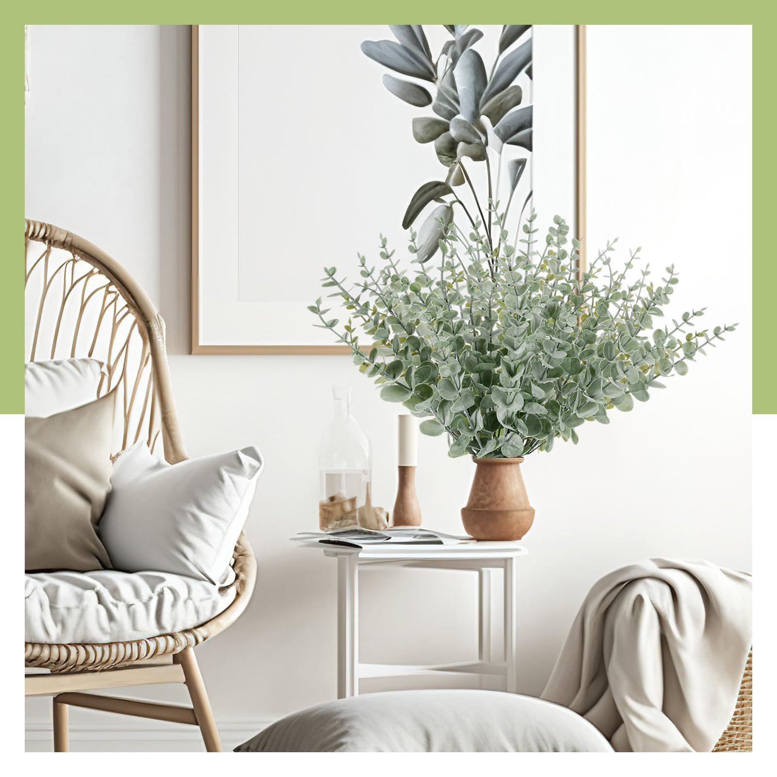 Lot de 100 tiges d'eucalyptus artificielles pour décoration de Mariage, Centre de Table, Bouquet de Fleurs, décoration d'intérieur (Vert Clair)