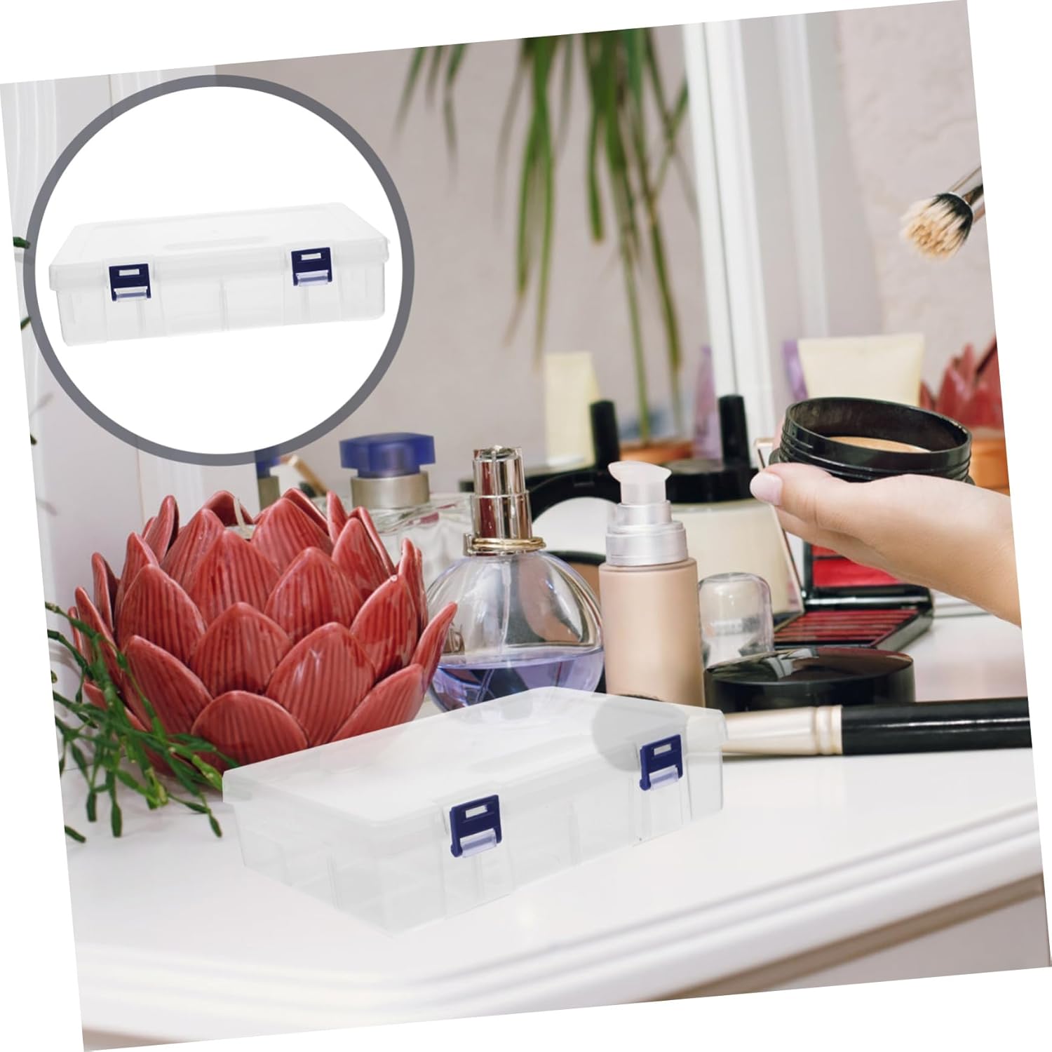 2Pcs Transparent Storage Box for Small Items Multi Function Bead Organizer with Compartments for Jewelry Crafts Screws and Office Supplies