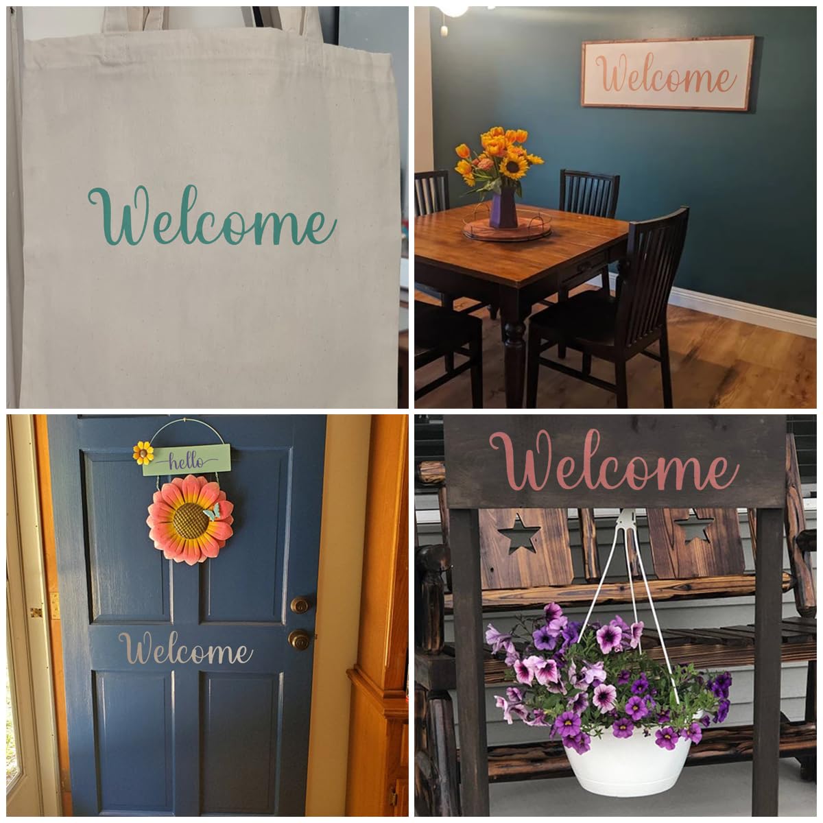 Plantillas grandes de bienvenida para pintar, paquete de 6 plantillas de bienvenida para pintar sobre madera, plantillas de letras reutilizables para pizarra, madera, manualidades, carteles y