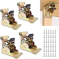 Vista 13 de Paquete de 4 bisagras de bloqueo para soportes de mesa plegables, soportes plegables de alta resistencia, bisagra plegable de bloqueo automático