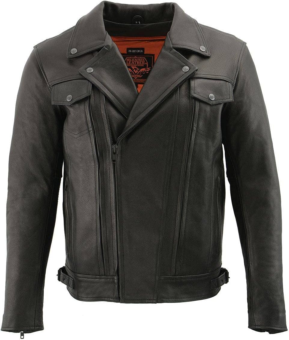 Milwaukee Leather mens Mlm1520 Men's Vented Black Leather Jacket