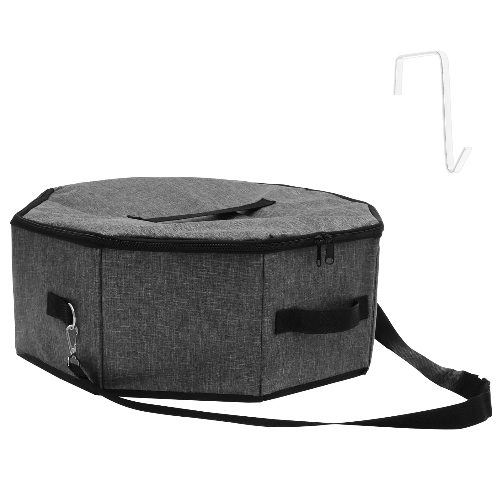 Hutschachtel 44x17,5cm Hutbox Cowboyhut mit Abdeckung Reißverschluss Griff Schultergurt Hutschachtel Reise Hutbox für Schlafzimmer Garderobe Kleiderschrank Reise(grau)