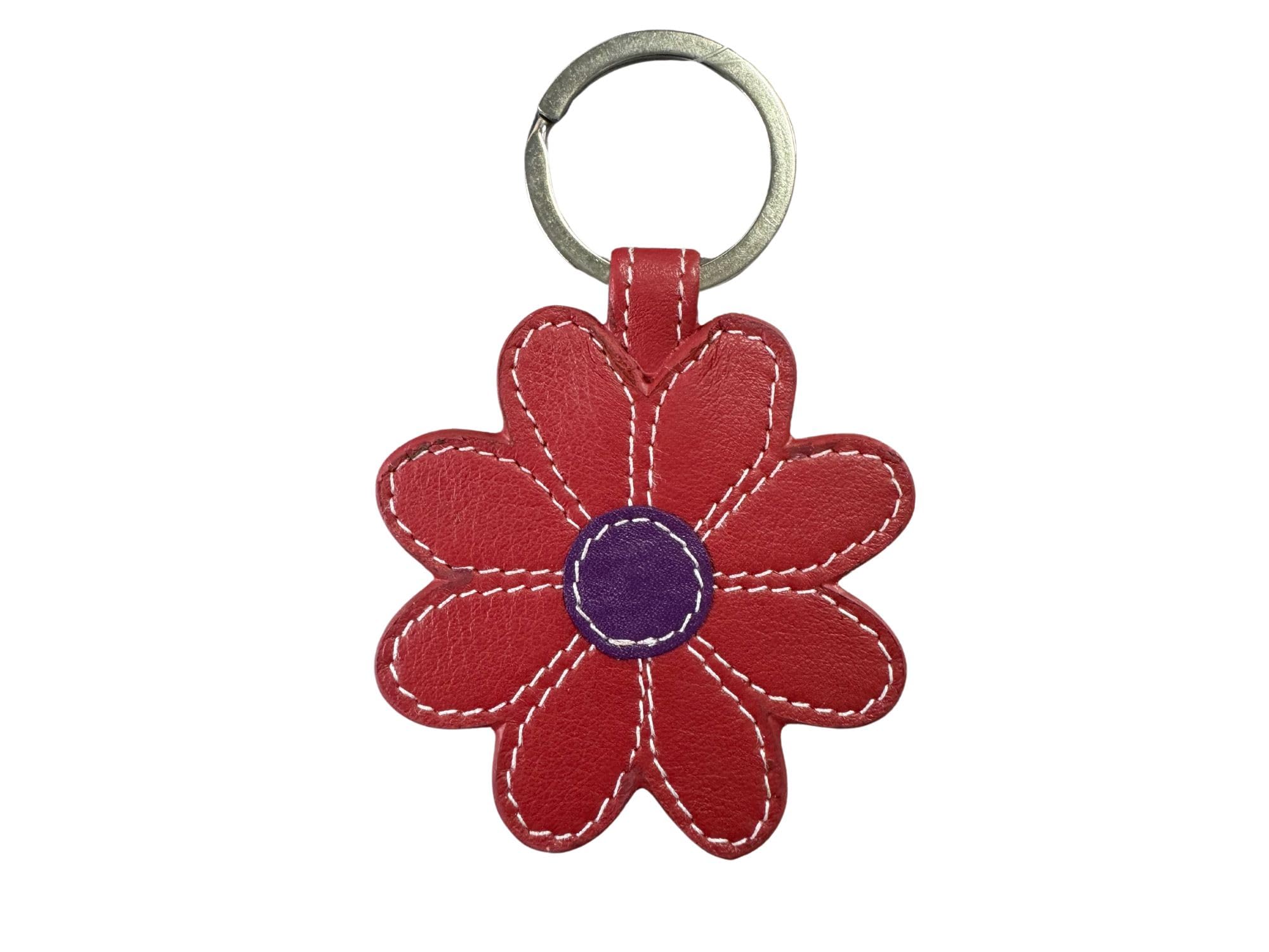 Mala Leather Daisy Leather Keyring (Red)
