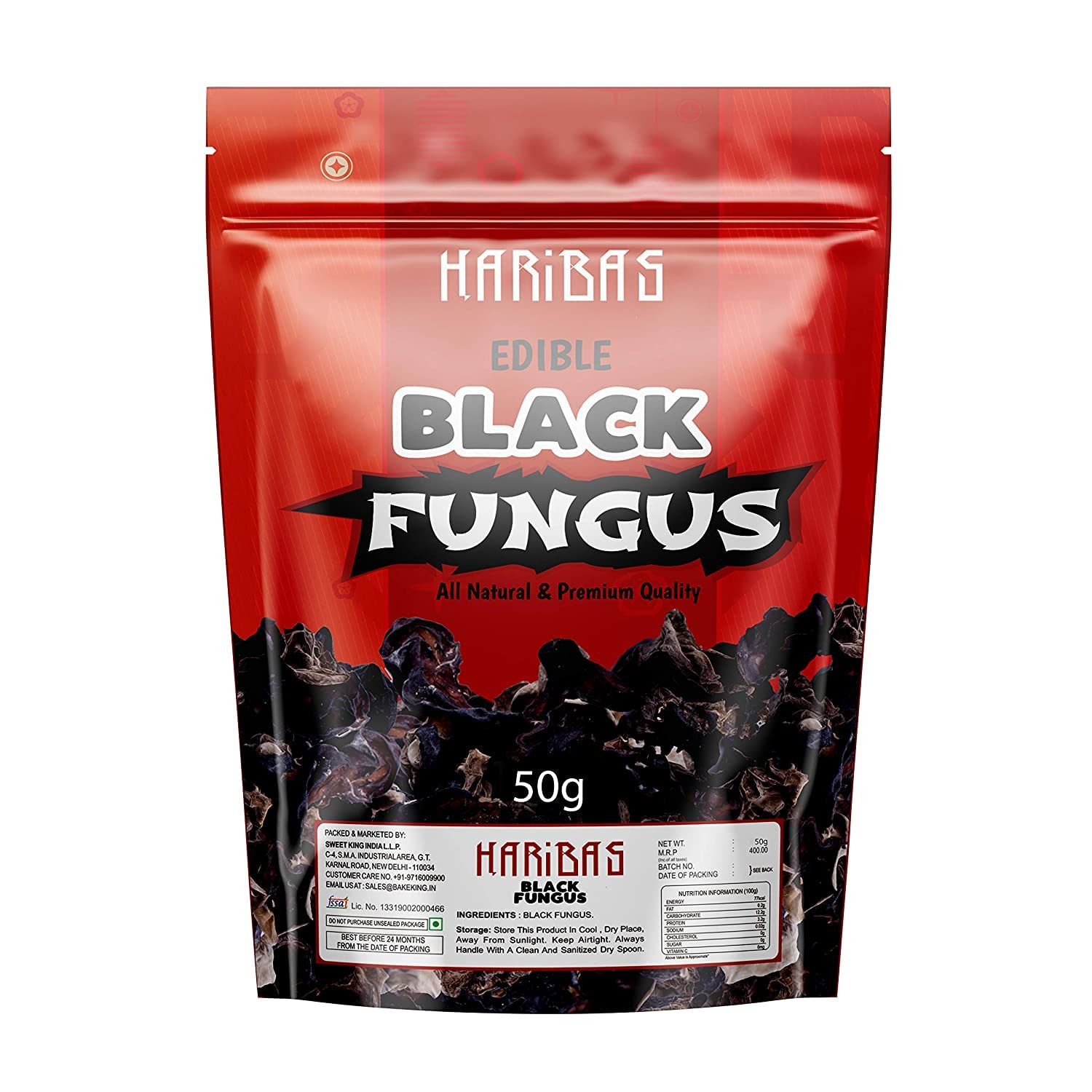 Buy HARIBAS Edible Black Fungus 50gm, Chinese Black Wood Ear/Cloud Ear