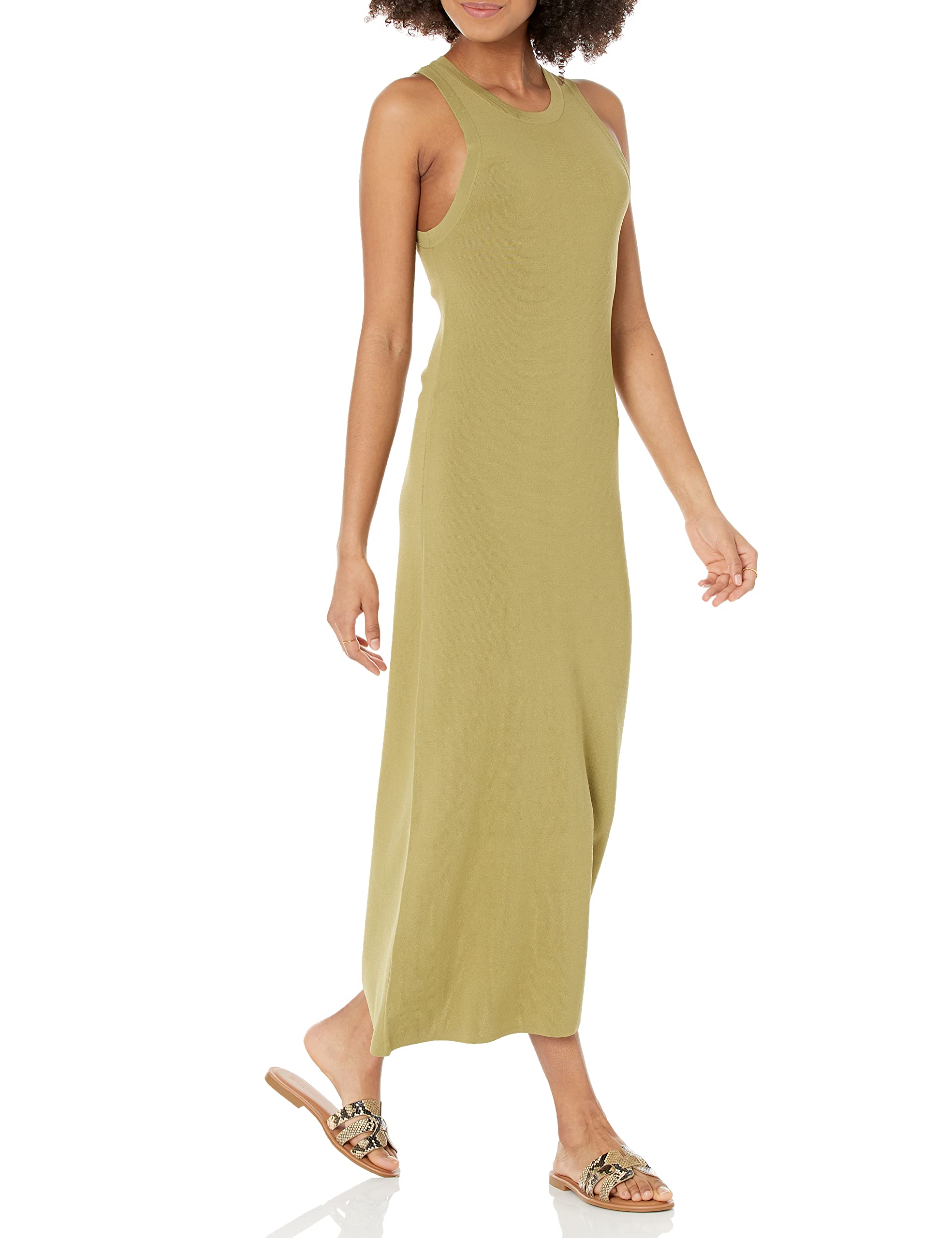 The Drop Women's Gabriela High Neck Cut-in A-line Side-Slit Maxi Sweater Dress