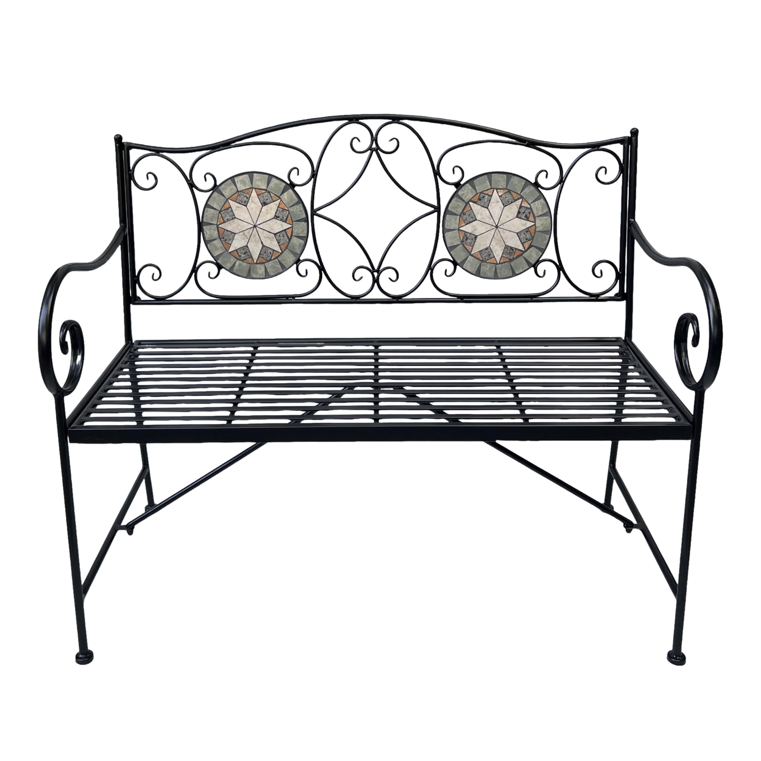 Banco de jardin con mosaico AXI Margot de hierro para 2 personas 107x54x92 cm