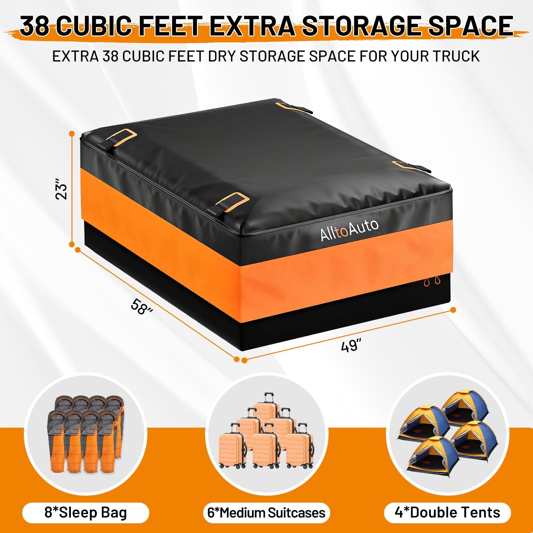 LKW-Bett-Cargo-Tasche, XL, 100% wasserdicht, 600 D, strapazierfähig, passend für Jede LKW-Größe (147 x 122 x 55 cm), 100 Kubikmeter, einfach und bequem für die Installation