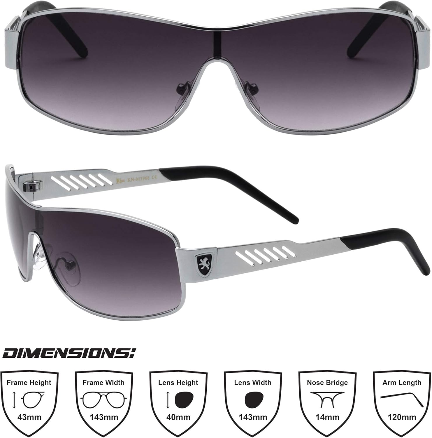 Khan Tune - One Piece Shield Metal Cut Sunglasses