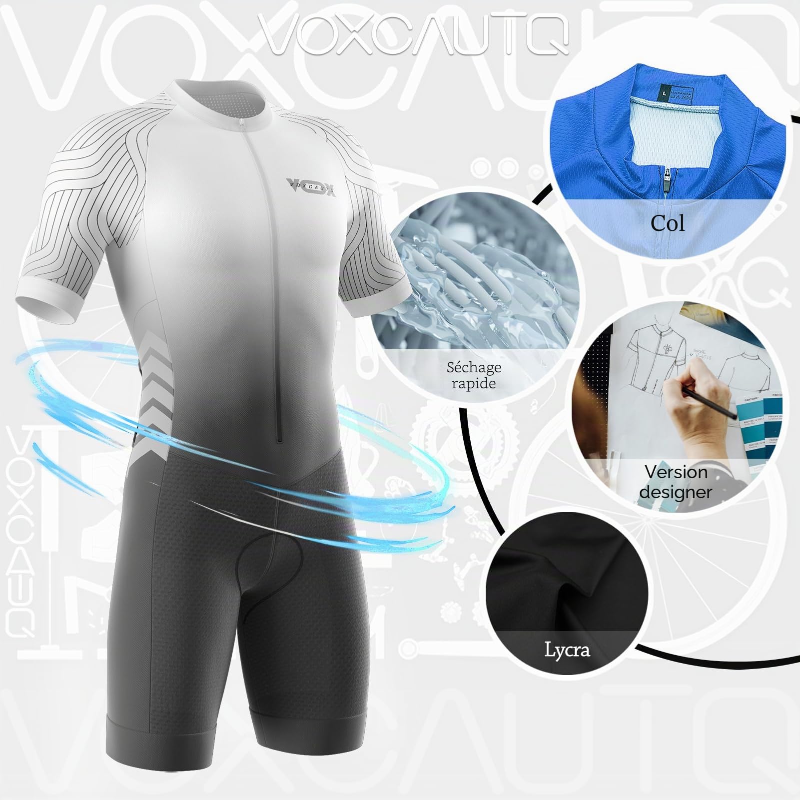 Combinaison de Cyclisme pour Homme - Rembourrée 3D, Respirante,Combinaison de Triathlon à Manches Courtes pour entraînement à vélo