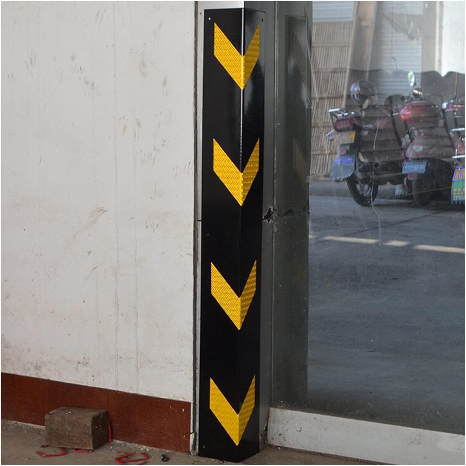 Protector De Pared para Garaje, Protector De Esquinas, Postes De Acero Fundido En Forma De L, Tiras Reflectantes Amarillas para Cantoneras, Cantoneras, Amarillo, 80 Cm, 1 Unidad