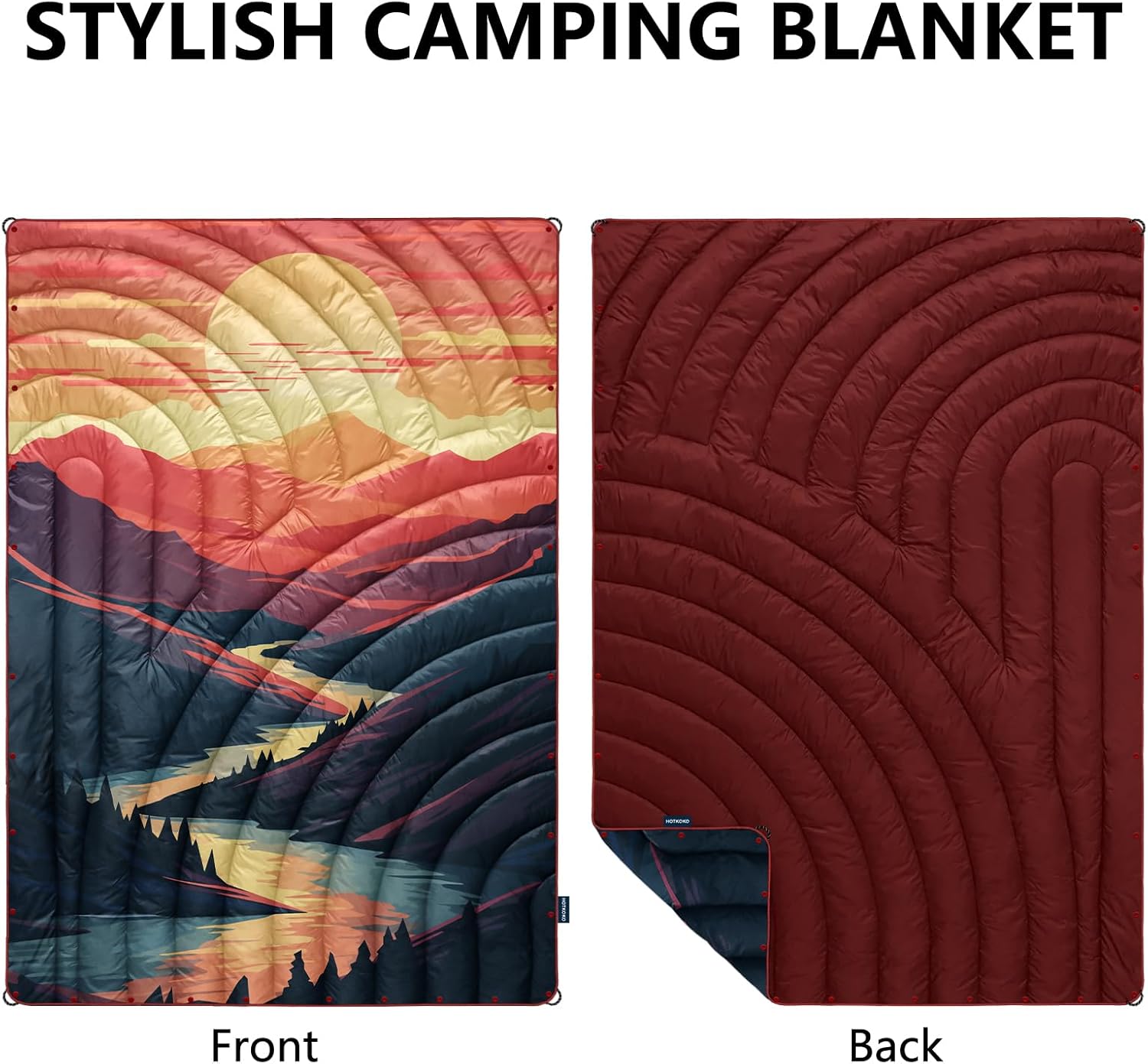 Camping Blanket,Lightweight Puffy Printed Camping Blanket Packable Outdoor Blanket for Camping,Traveling, Stadium, Hiking, Picnics - Image 2