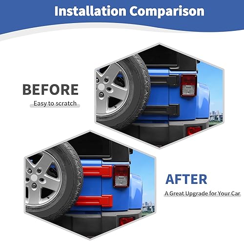 Miniatura 2 de RT-TCZ Para Jeep JK Puerta Trasera Bisagra Cubierta Trim Rojo para Jeep Wrangler JK JKU 2007-2017 Rojo Exterior Accesorios 2 unids