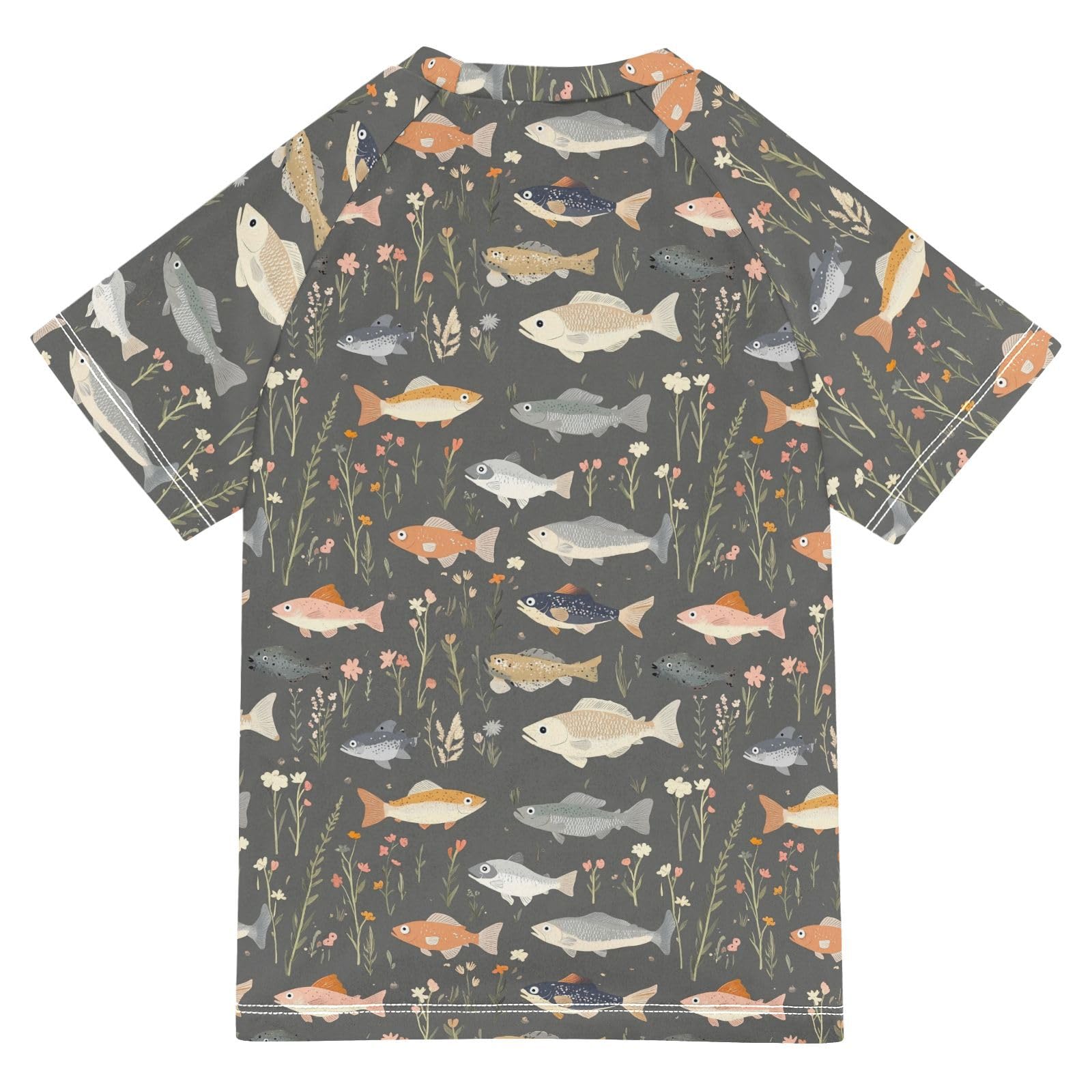 Short Sleeve Girls Bathing Suit Girls Rash Guard Swimsuit Girl Rash Guard 5-6T Cartoon Sweet Fish