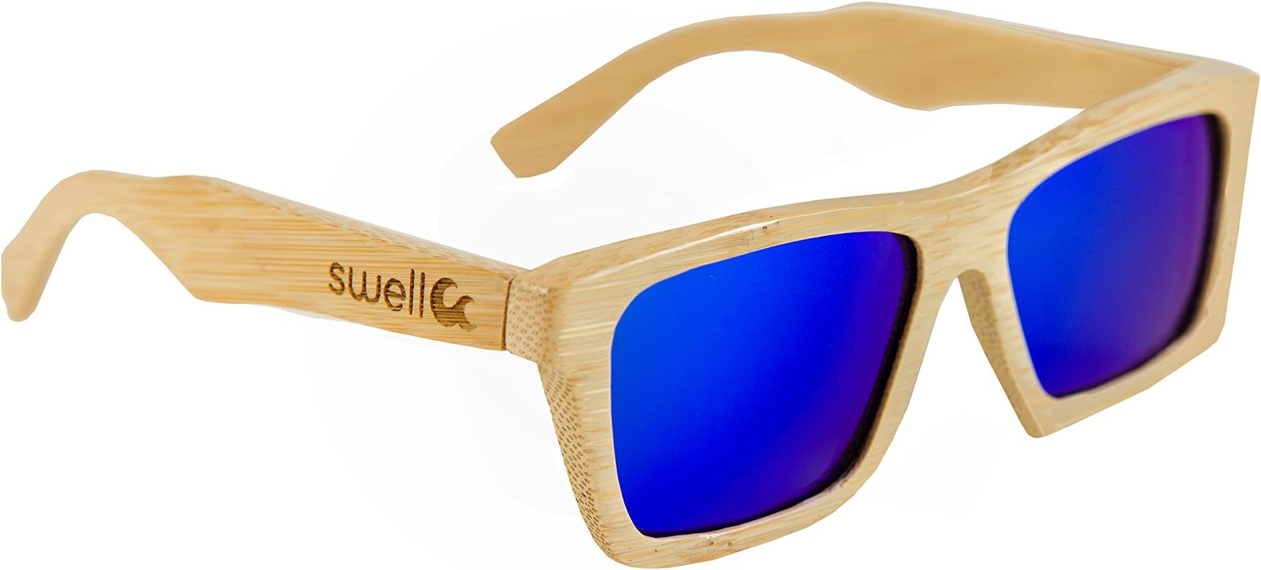 Natural Bamboo Wood Sunglasses x Blue Lens