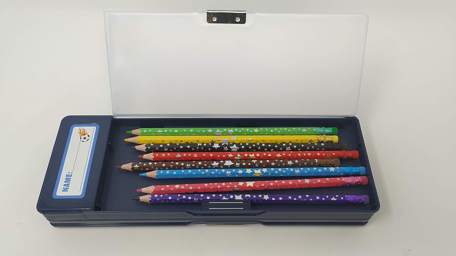Hot Focus Sport Multifunction Pencil Case,Pencil Box for Boys. 2 Compartments Unique Stationery Set w/Pop Out Calculator and Pencil Sharpener. Best Back to School Gift Set for Kids, Boy & Teen.