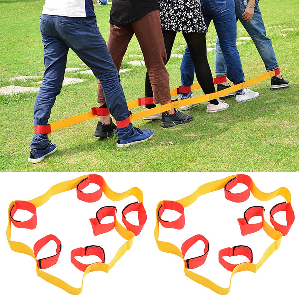 BORDSTRACT Bandes de Course à 3/4/6/8 Pattes, 1 Paire de Bandes de Marche coopératives, pour l'entraînement au Travail d'équipe, Les Jeux de société, la compétition, Les Enfants(6 Legged)