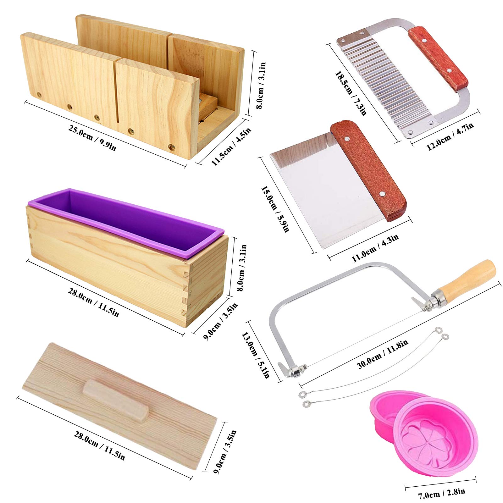 HERCHR Kit Tagliasapone In Legno Fai Da Te 1200 Ml Con Stampi In Silicone E Scala Regolabile