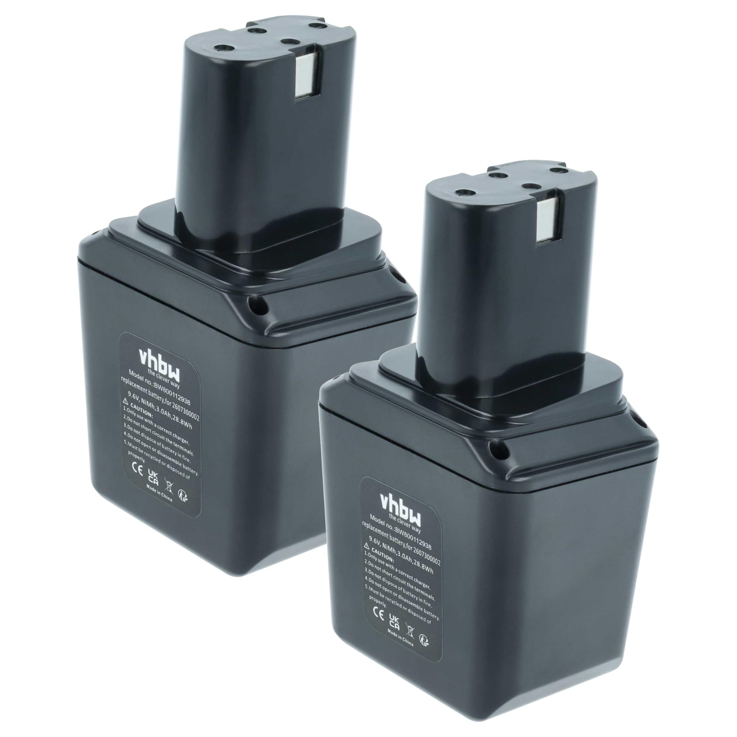 vhbw 2 x akumulator NiMH 3000 mAh (9,6 V) do narzędzi elektrycznych Bosch GSB 9, 6 VET wiertarka udarowa, GSC 9, 6 V nożyce do blachy jak 260730002, BH-964N